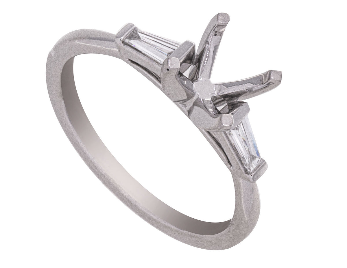 1/5ct. t.w. Baguette Diamond Engagement Ring in 14K White Gold