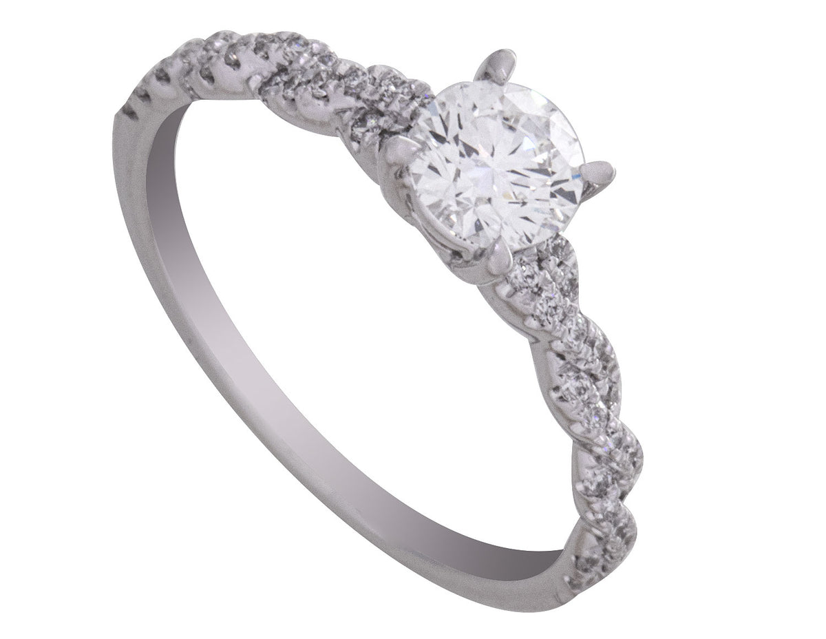 5/8ct. t.w. Round Cut Diamond Twisted Engagement Ring in 14K White Gold