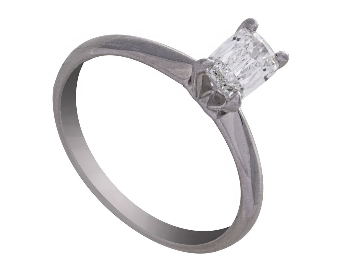 0.73ct. Emerald Cut Solitaire Engagement Ring in 14K White Gold