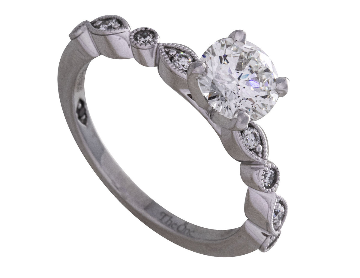 1 1/8ct. t.w. Kessler 81 Newborn Lab Created Round Cut Diamond Engagement Ring in 14K White Gold