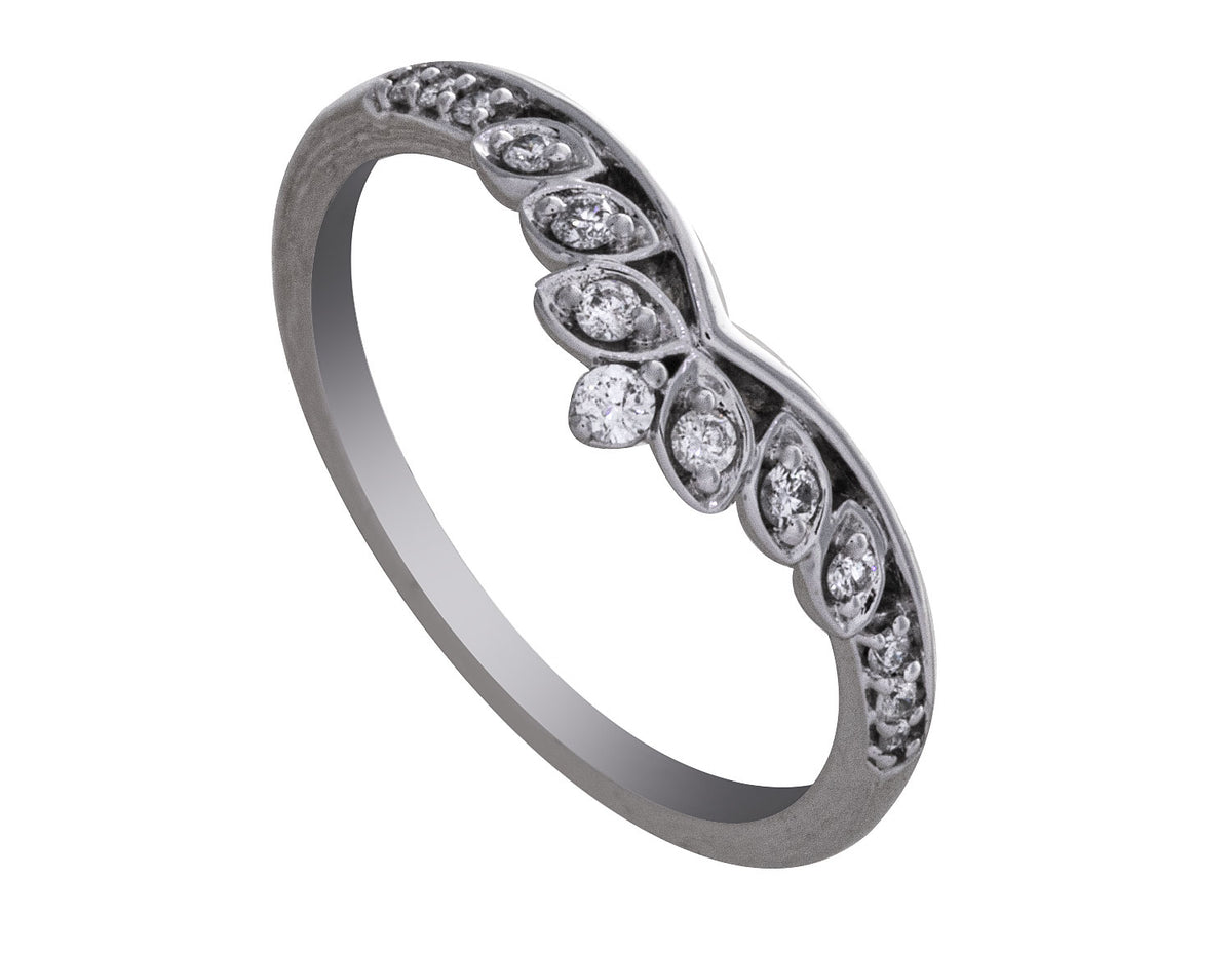 1/8ct. t.w. Curved Diamond Anniversary Ring in 14K White Gold