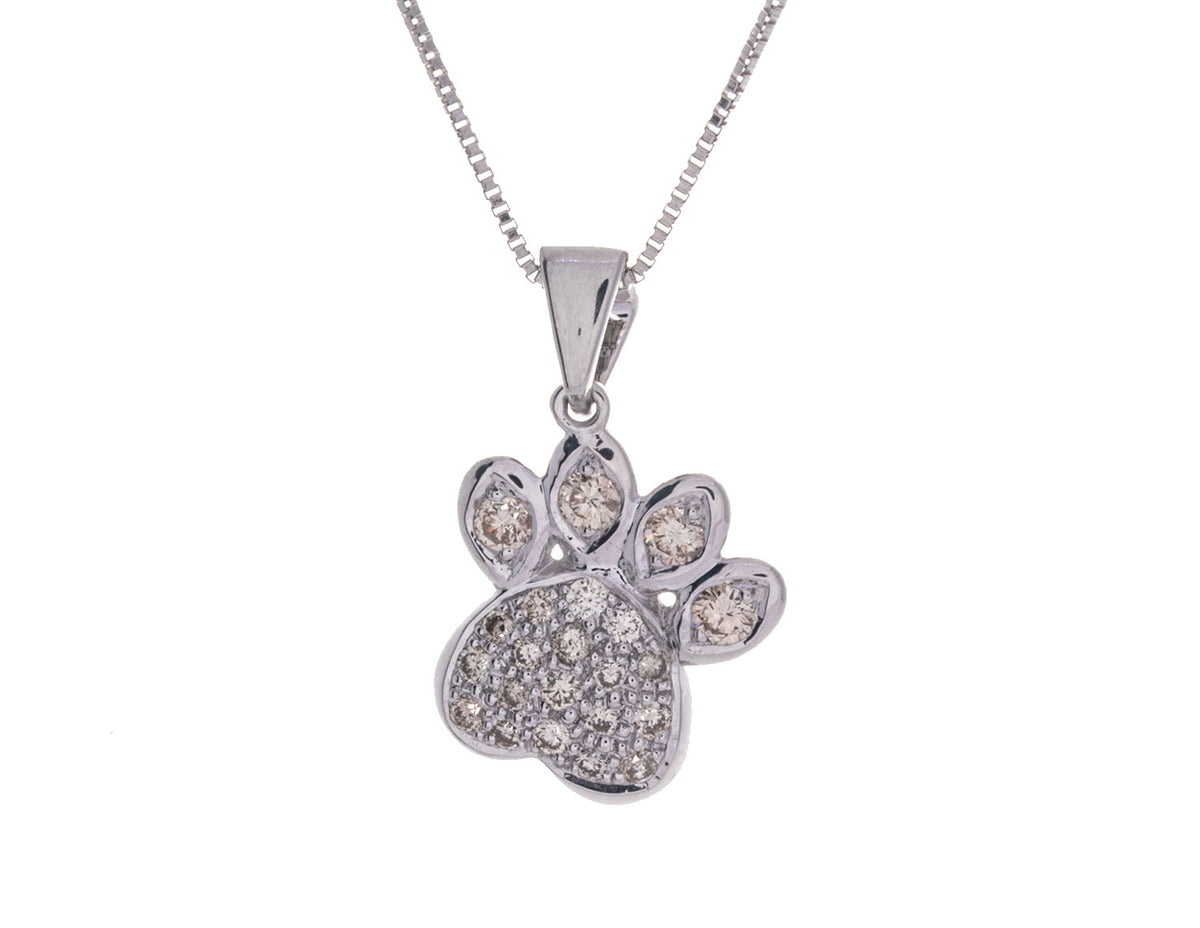 1/2ct. t.w. Brown Diamond Paw Print Pendant in Sterling Silver
