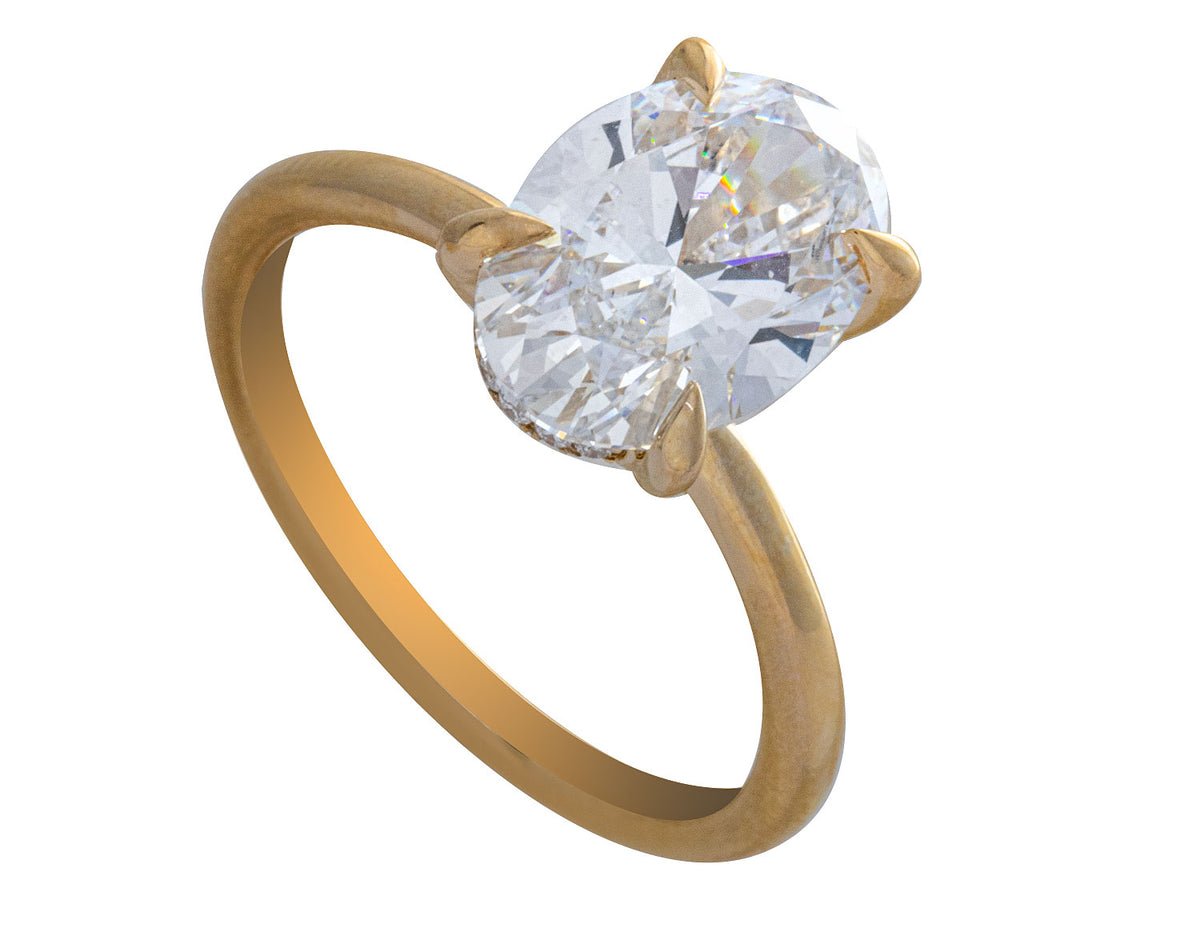 3 1/14ct. t.w. Oval Cut Newborn Lab Created Diamond Engagement Ring in 14K Yellow Gold