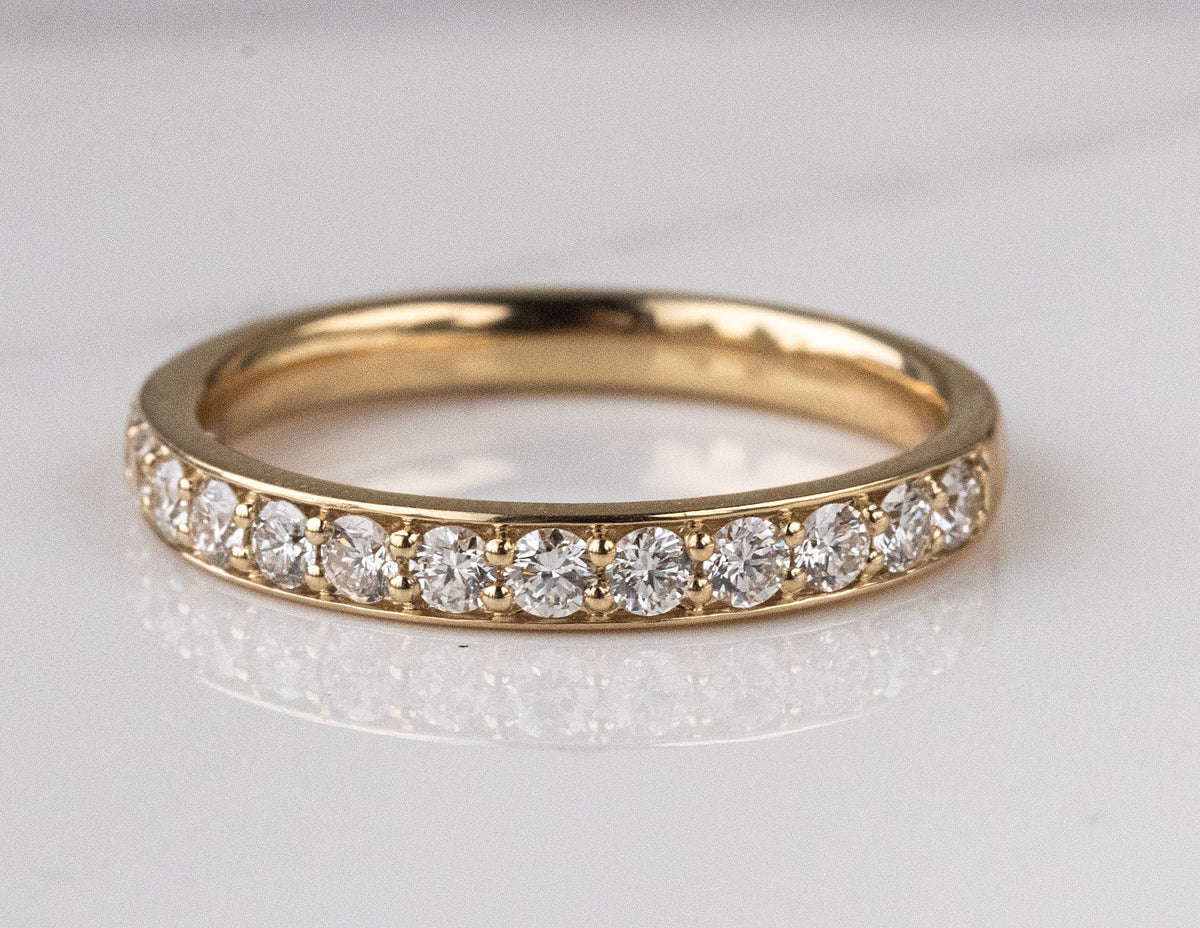 1/2ct. t.w. Diamond Beadset Channel Anniversary Ring in 14K Yellow Gold