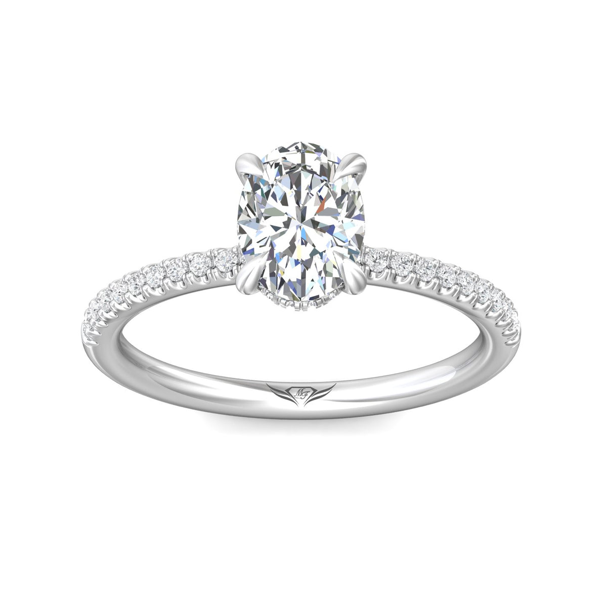 1/5ct. t.w. Oval Cut Diamond Engagement Ring in 14K White Gold