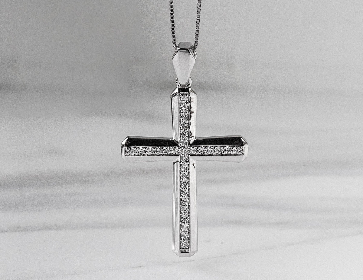 1/2ct. t.w. Diamond Cross Pendant in Sterling Silver