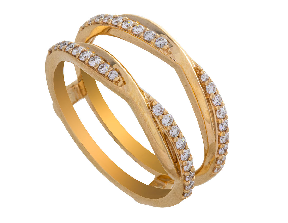 1/3ct. t.w. Diamond Crossover Wedding Guard Ring in 14K Yellow Gold