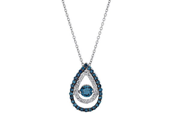 5/8ct. t.w. Irradiated Color Enhanced Blue Diamond Pendant in Sterling Silver