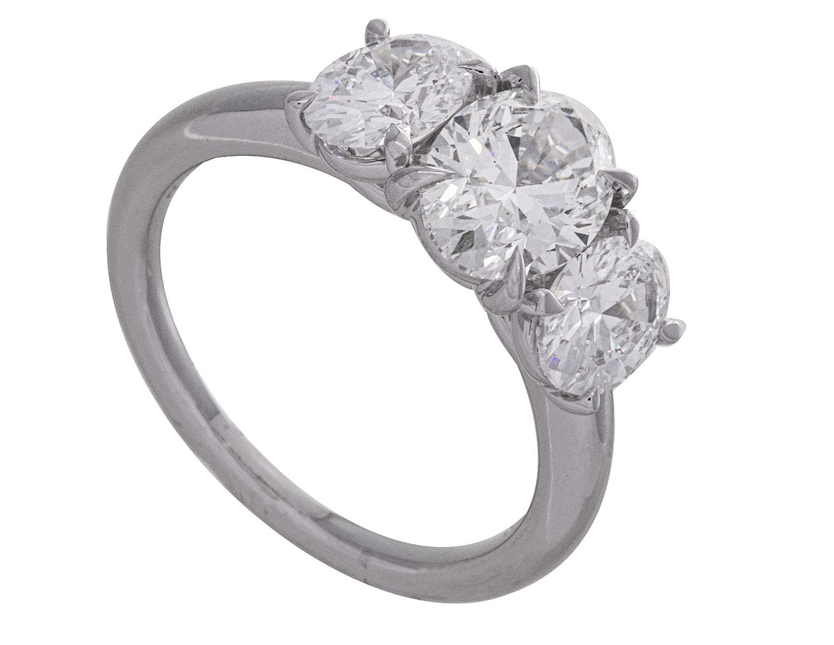 3ct. t.w. Oval Cut Newborn Lab Created 3-Stone Anniversary Ring in 14K White Gold
