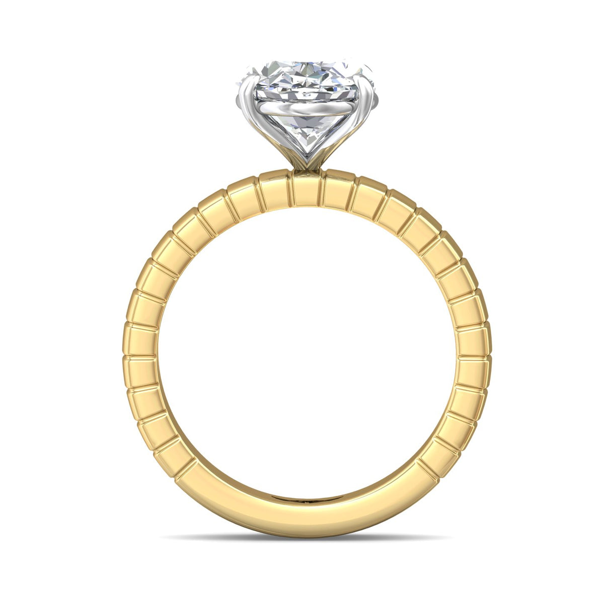 5mm Solitaire Engagement Ring in 14K Yellow and White Gold