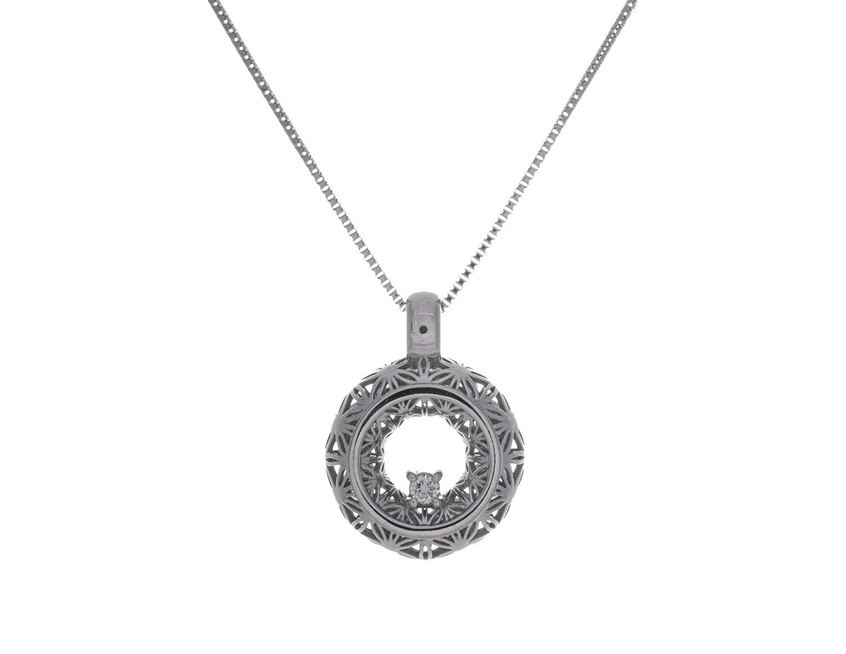 1/14ct. Diamond Puffed Pendant in Sterling Silver