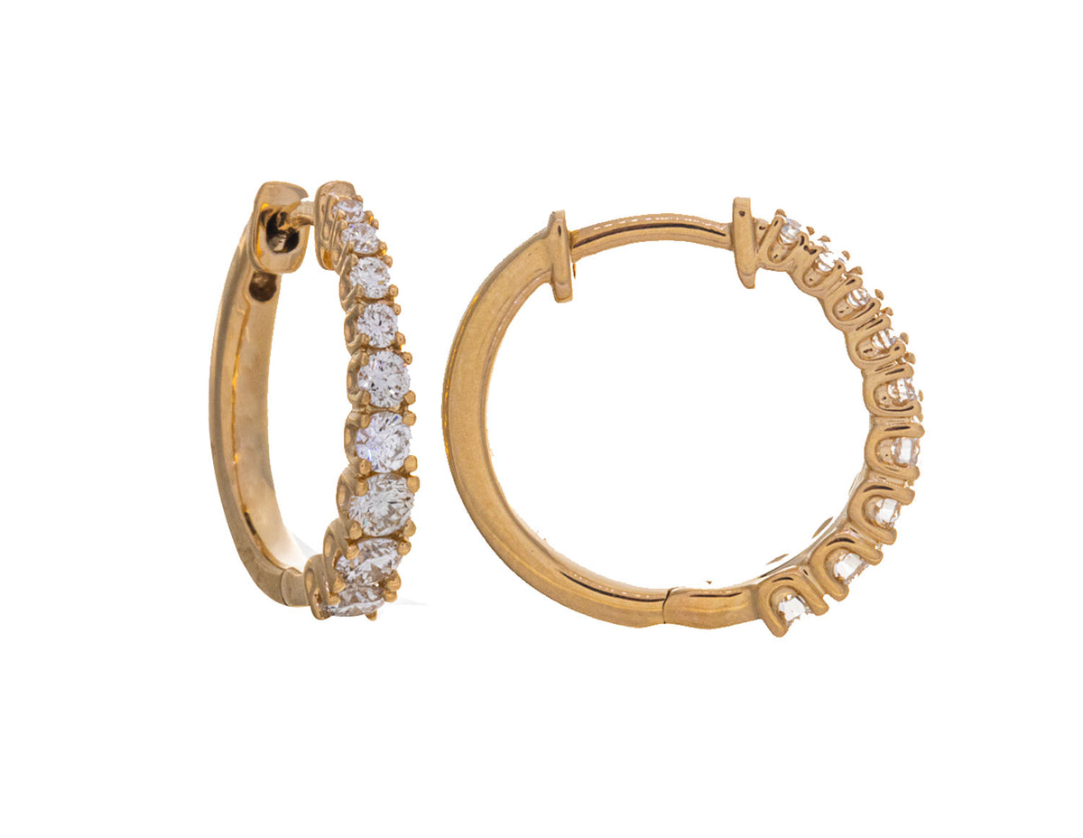 1/2ct. t.w. Diamond Hoop Earrings in 14K Yellow Gold