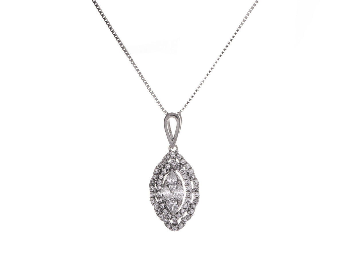 1/4ct. t.w. Marquise Shape Diamond Fashion Pendant in 14K White Gold