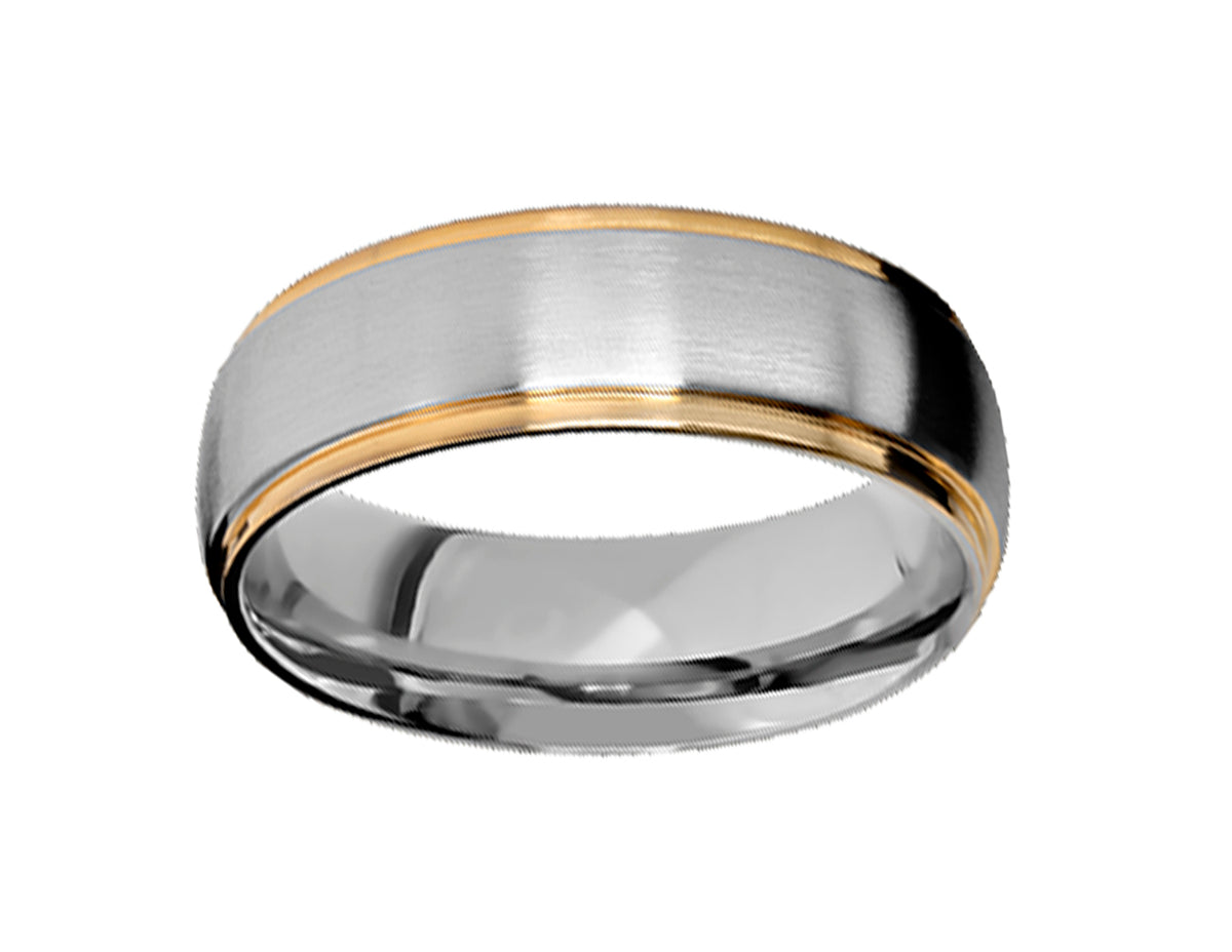 7mm Men's Wedding Ring in 14K White and Yellow Gold