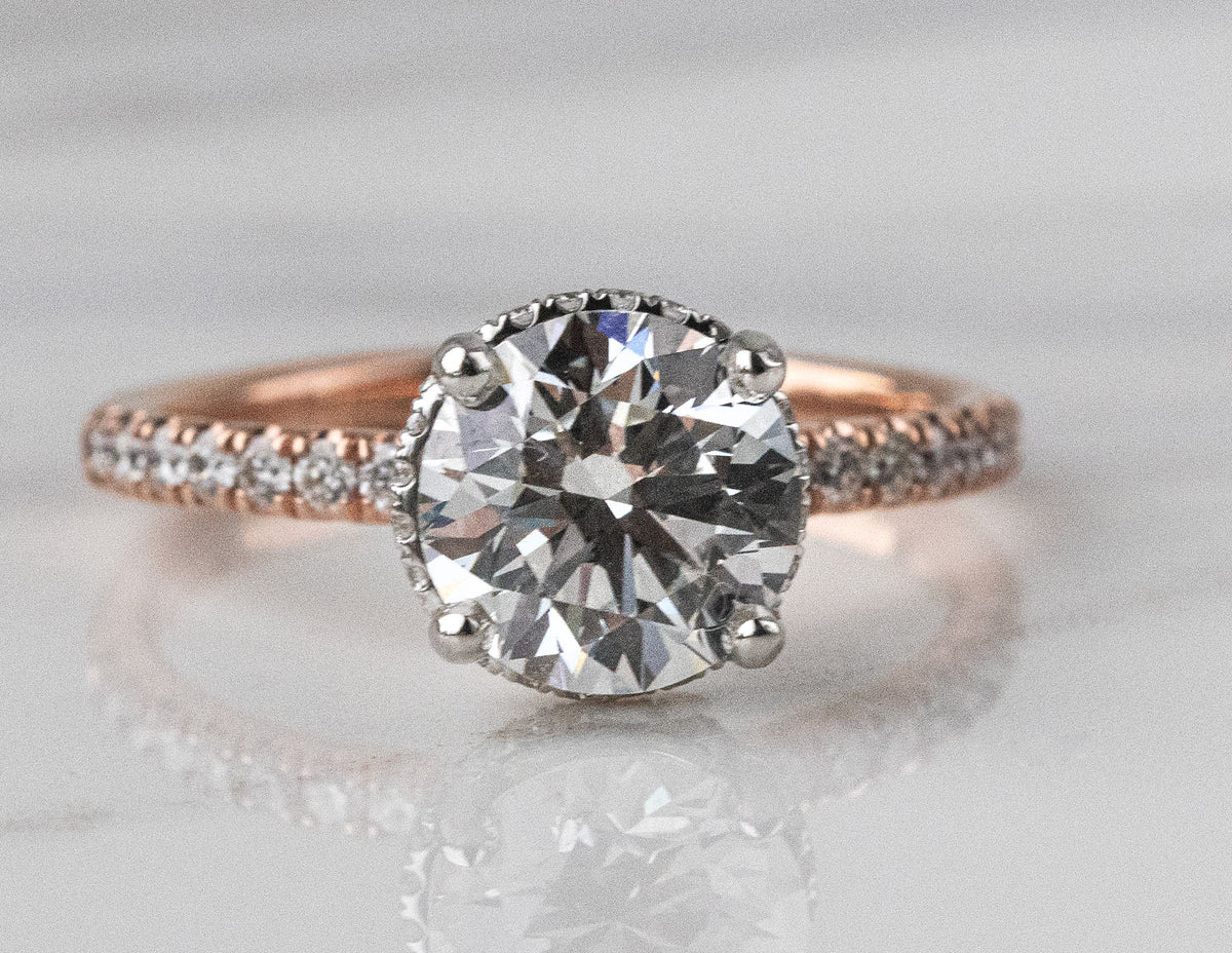 2 1/3ct. t.w. Round Cut Newborn Lab Created Diamond Engagement Ring in 14K Rose Gold