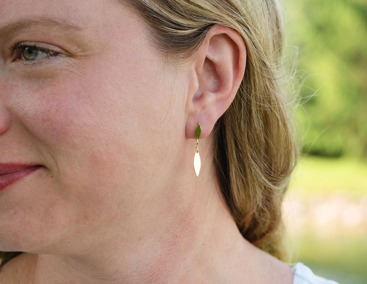 Marquise Duo Drop Earrings in 14K Yellow Gold