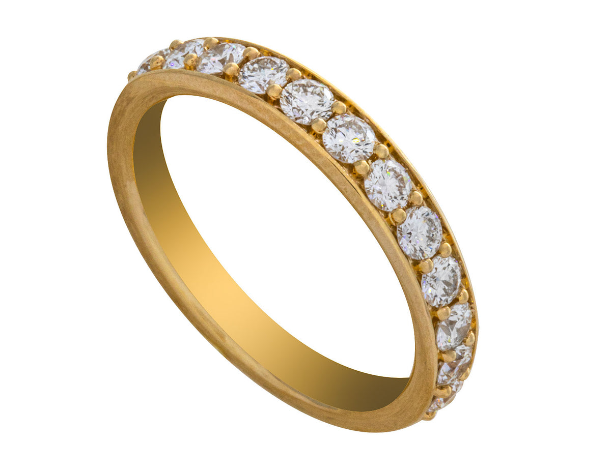 3/4ct. t.w. Diamond Beadset Channel Anniversary Ring in 14K Yellow Gold
