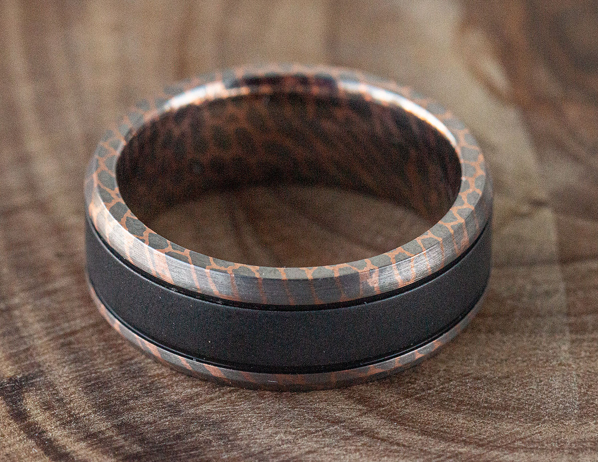 8mm Titanium and Zirconium Comfort Fit Men's Wedding Band