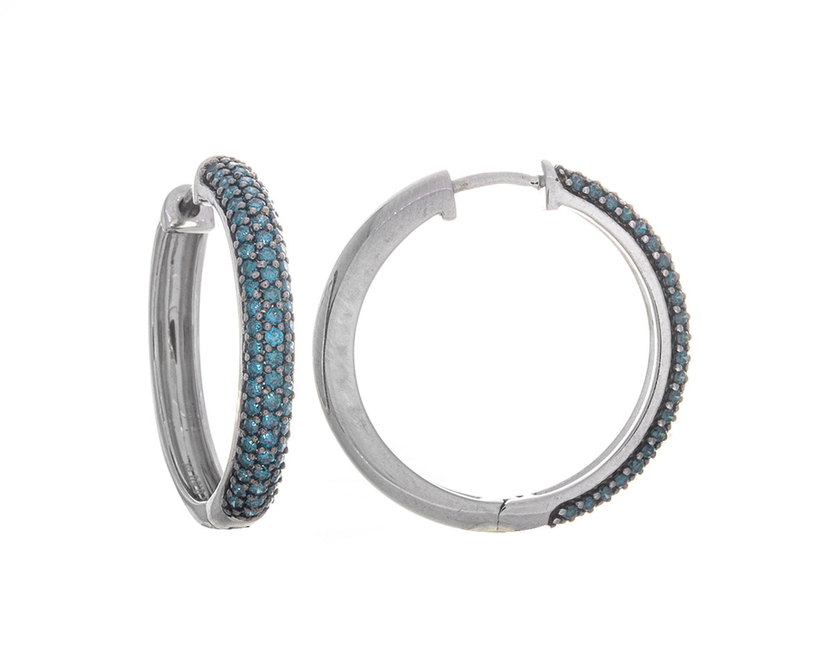 1ct. t.w. Blue Diamond Cluster Earrings in 14K White Gold