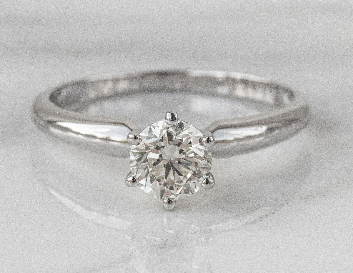 3/4ct. Round Cut Solitaire Diamond Engagement Ring in 14K White Gold