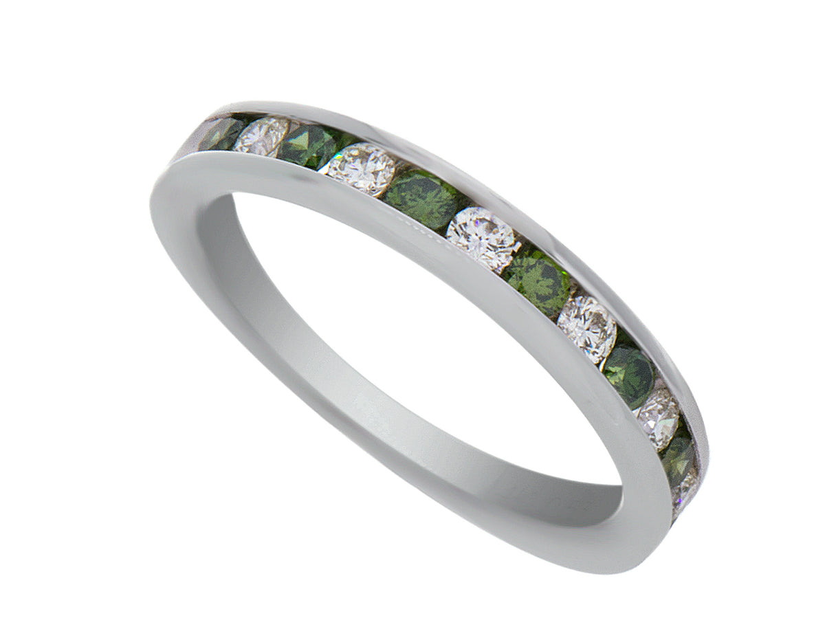 1/2ct. t.w. Green and White Diamond Ring in 14K White Gold