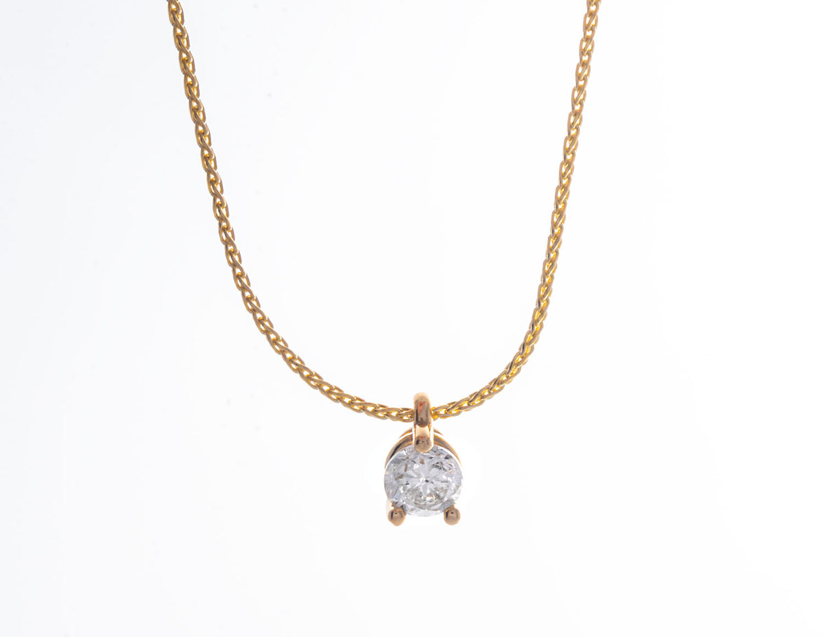 1/4ct. Round Cut Kessler 81 Diamond 3-Prong Raindrop Pendant in 14K Yellow Gold