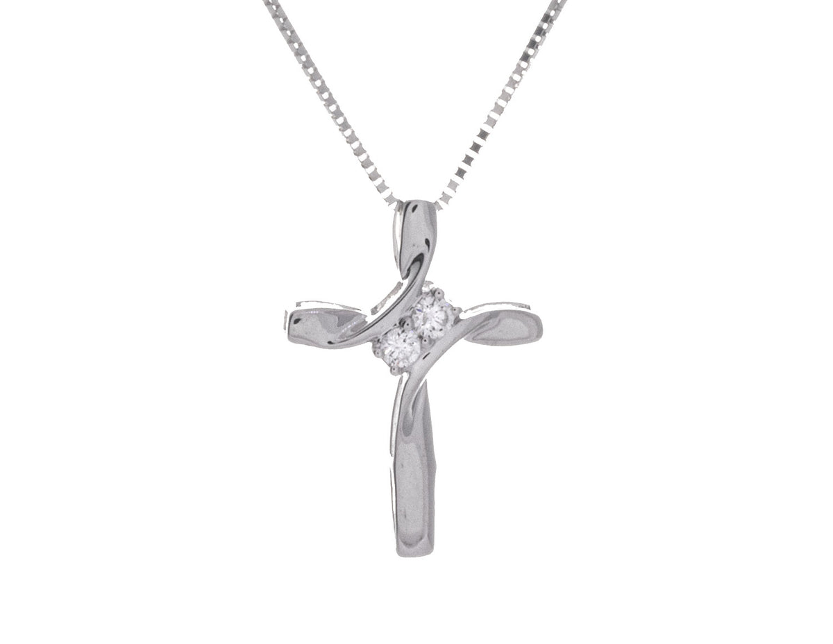 1/10ct. t.w. Diamond Cross Pendant in 10K White Gold