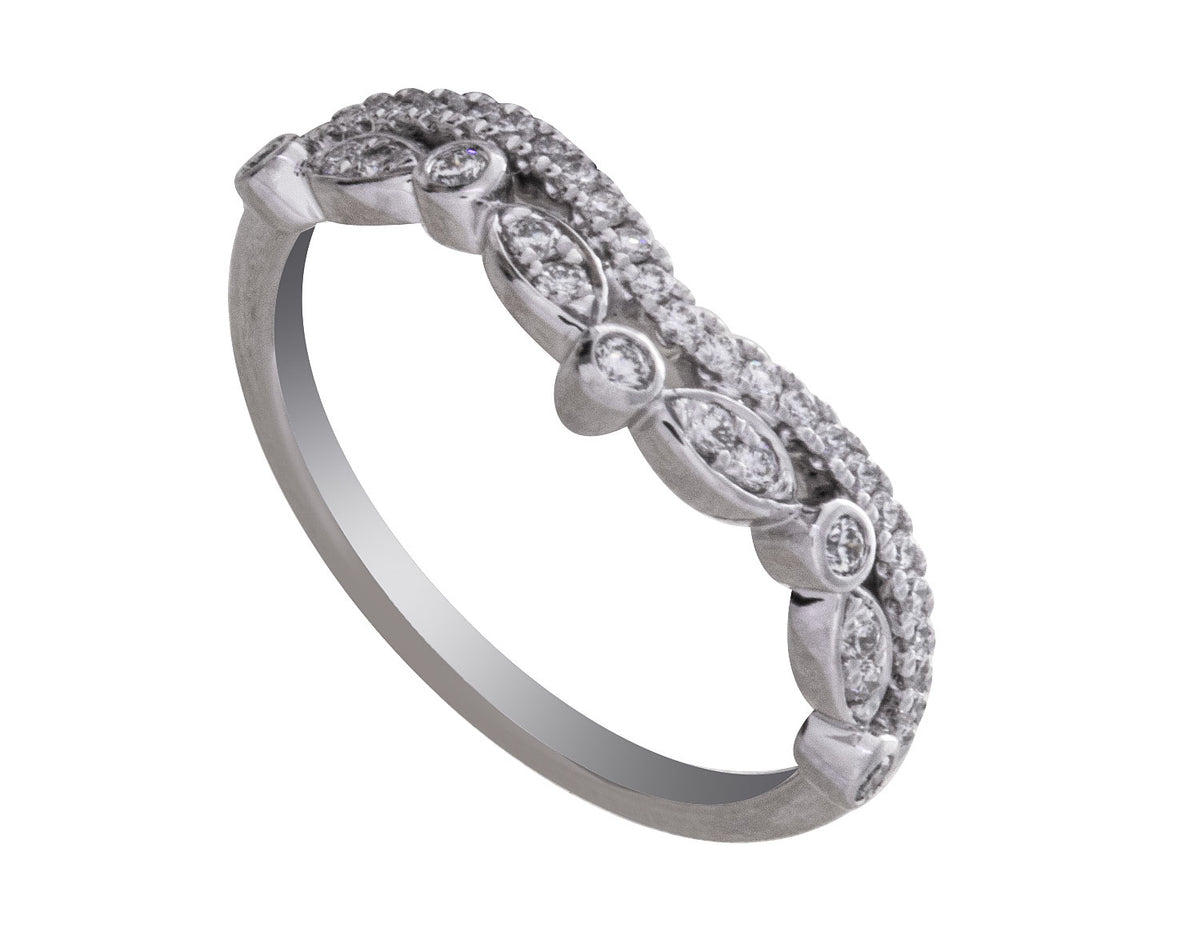 1/4ct. t.w. Diamond Vintage Style Wedding Ring in 14K White Gold