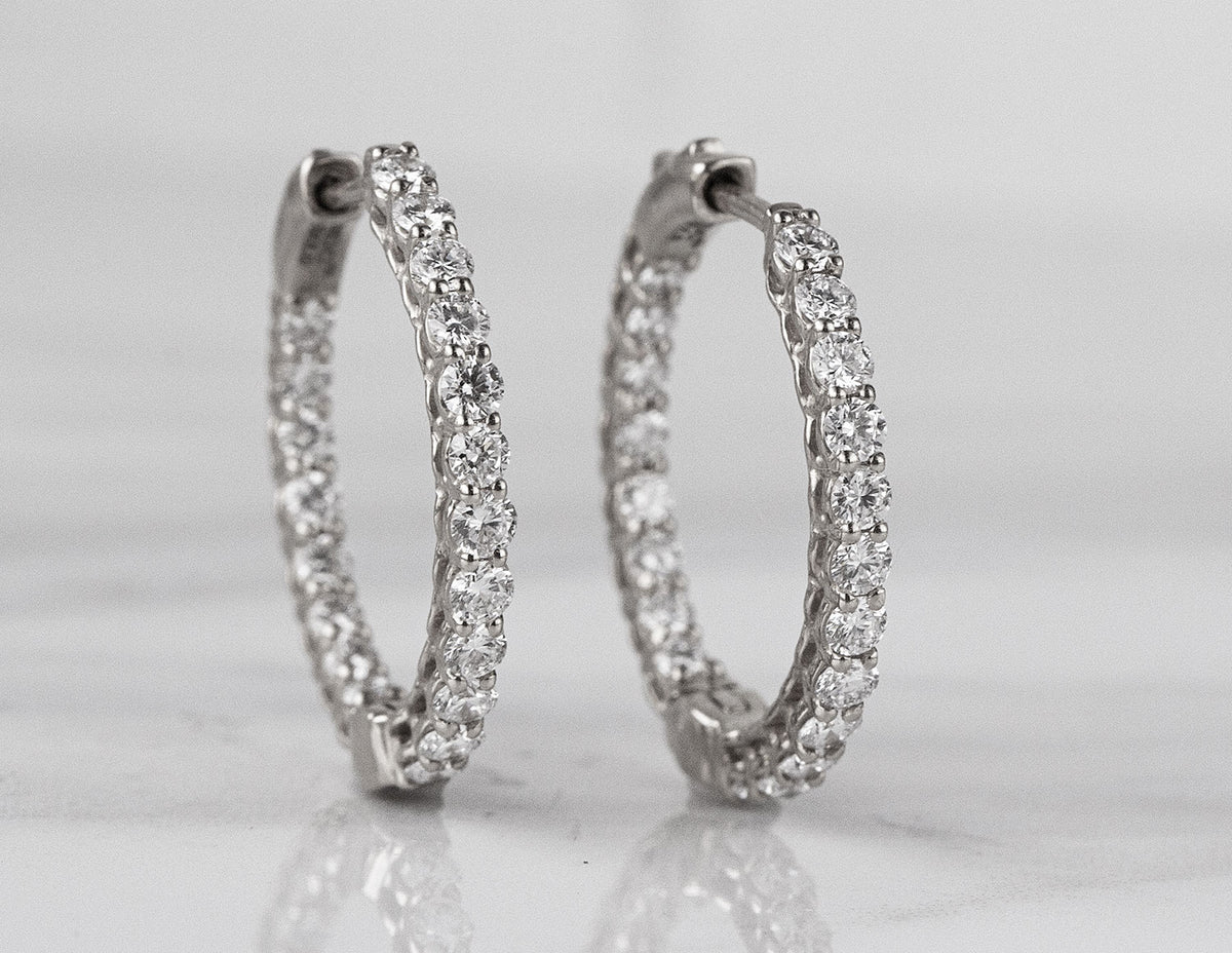 1 1/2ct. t.w. Newborn Lab Created Diamond Hoop Earrings in 14K White Gold