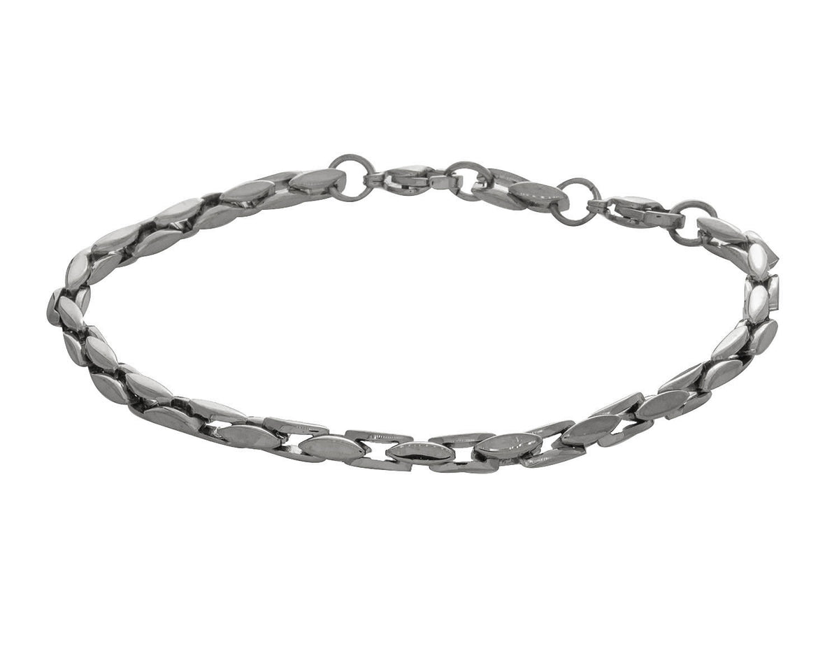 Stainless Steel Polished Flat Oval Link Chain Bracelet