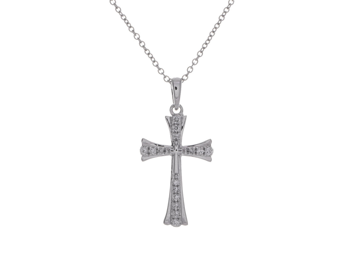 1/14ct. t.w. Diamond Cross Pendant in 10K White Gold