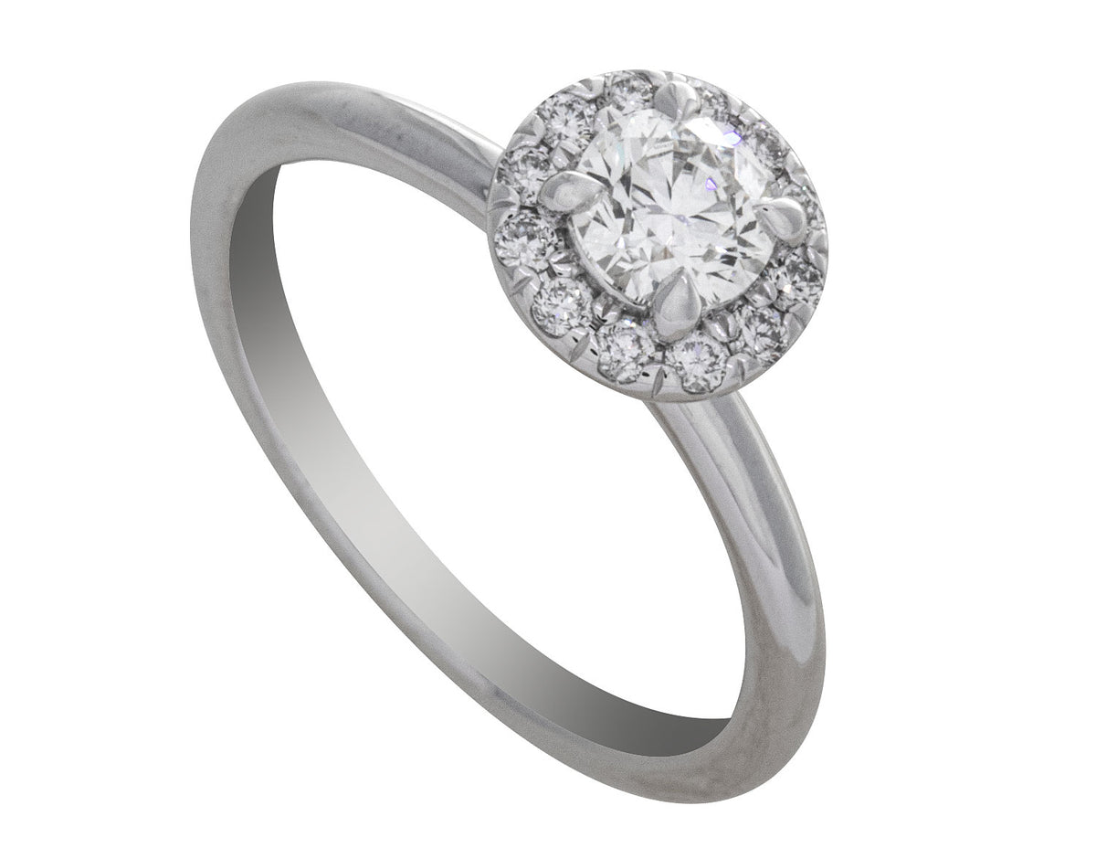 3/4ct. t.w. Round Cut Diamond Halo Engagement Ring in 14K White Gold