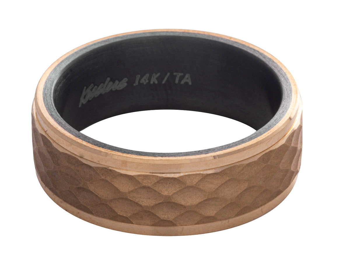 Comfort Fit Gents Wedding Ring in 14K Yellow Gold and Tantalum