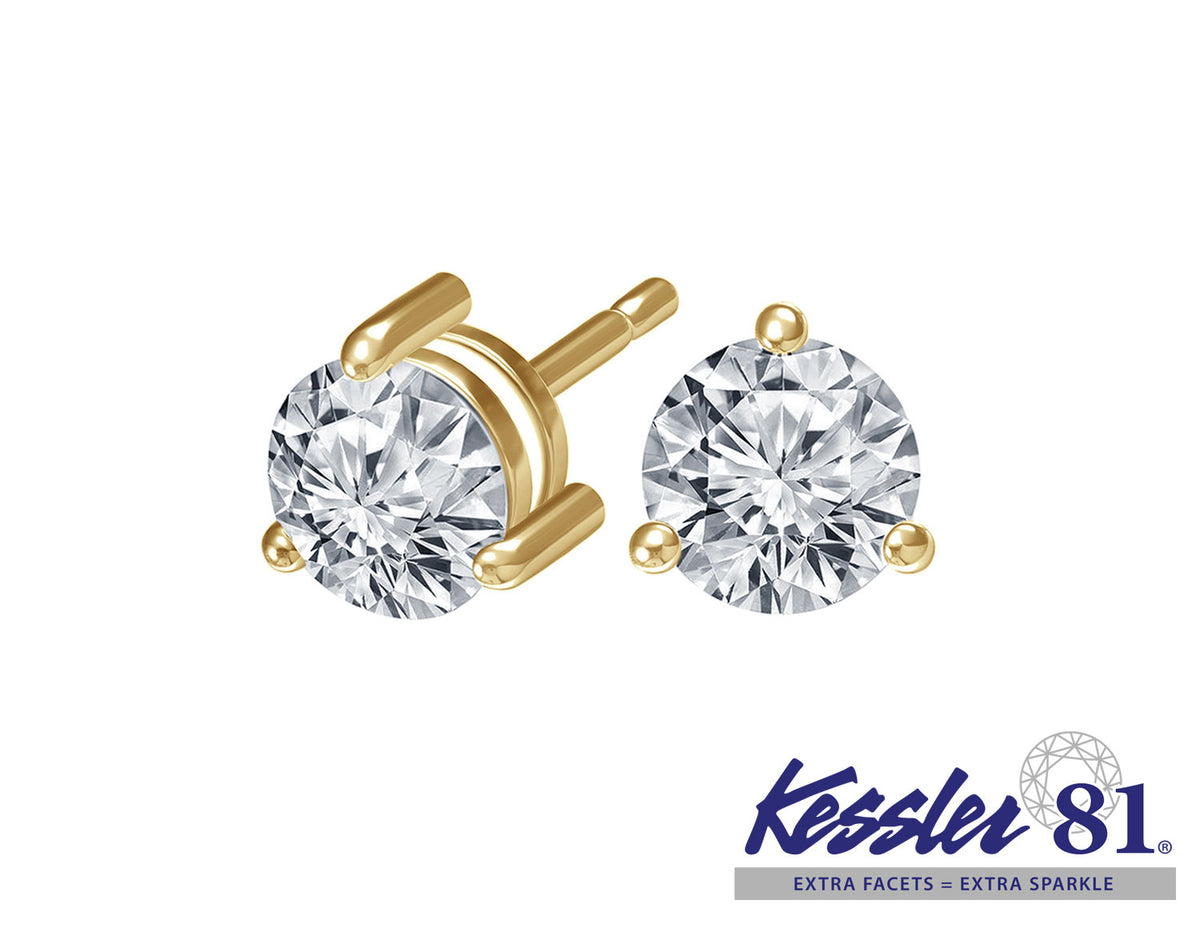 1/10ct t.w. Kessler 81 Diamond Stud Earrings in 14K Yellow Gold