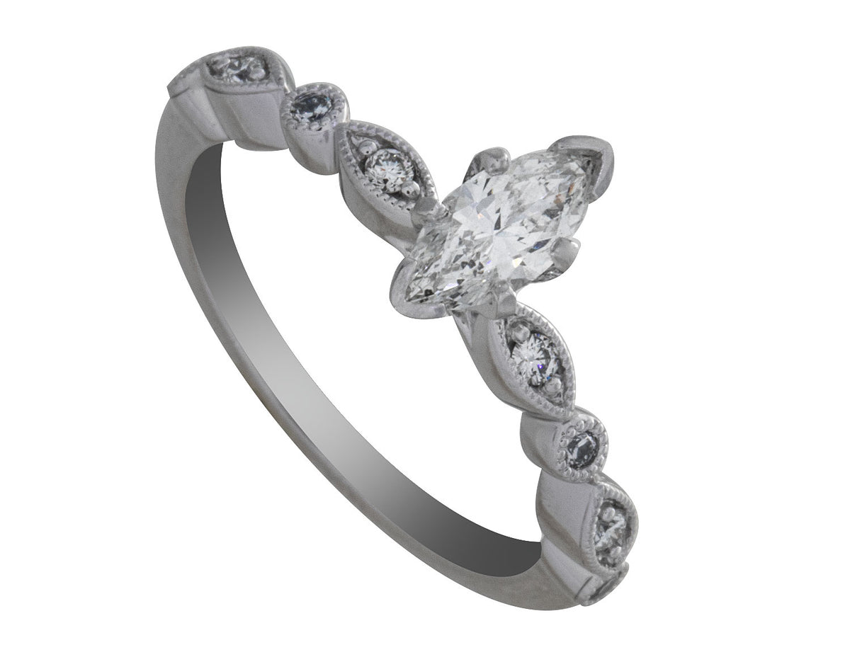 5/8ct. t.w. Marquise Cut Diamond Engagement Ring in 14K White Gold
