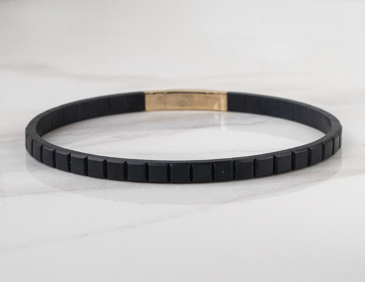 Black Titanium and 14K Yellow Gold Flexie Bangle Bracelet