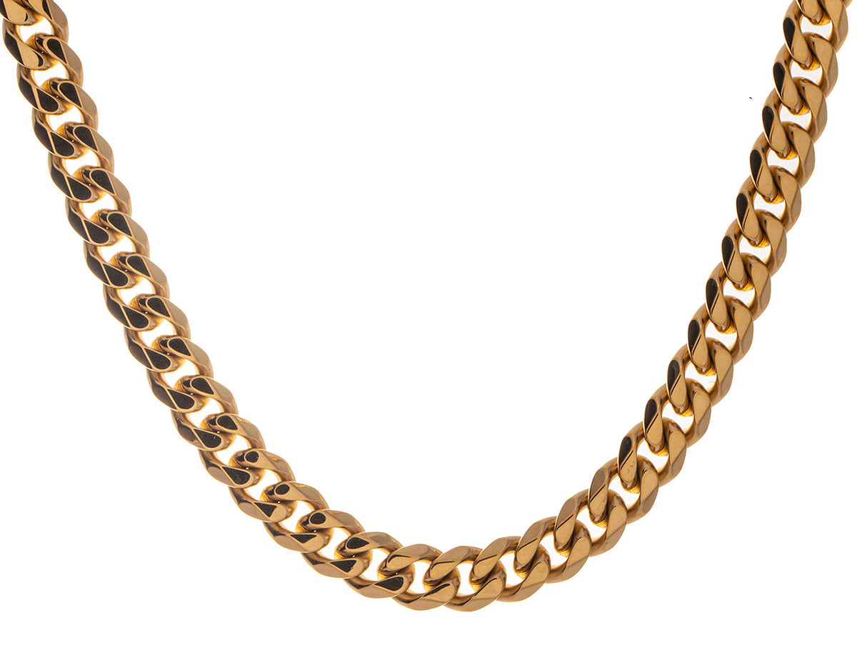 22" 7.7mm Gold-Ip Curb Chain in Stainless Steel