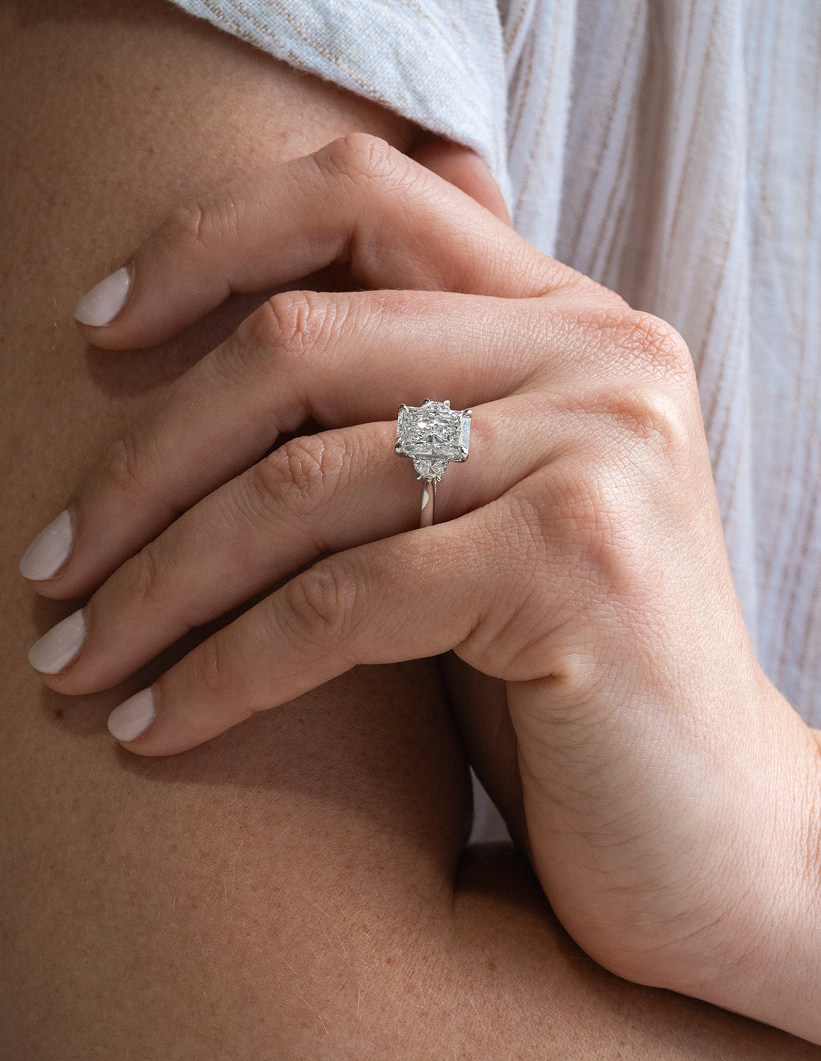 2 1/2ct. t.w. Radiant Cut Newborn Lab Created Diamond Engagement Ring in 14K White Gold