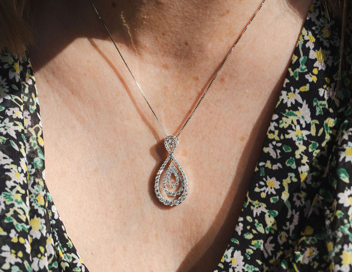 1 5/8ct. t.w. Diamond Drop Pendant in 14K White Gold