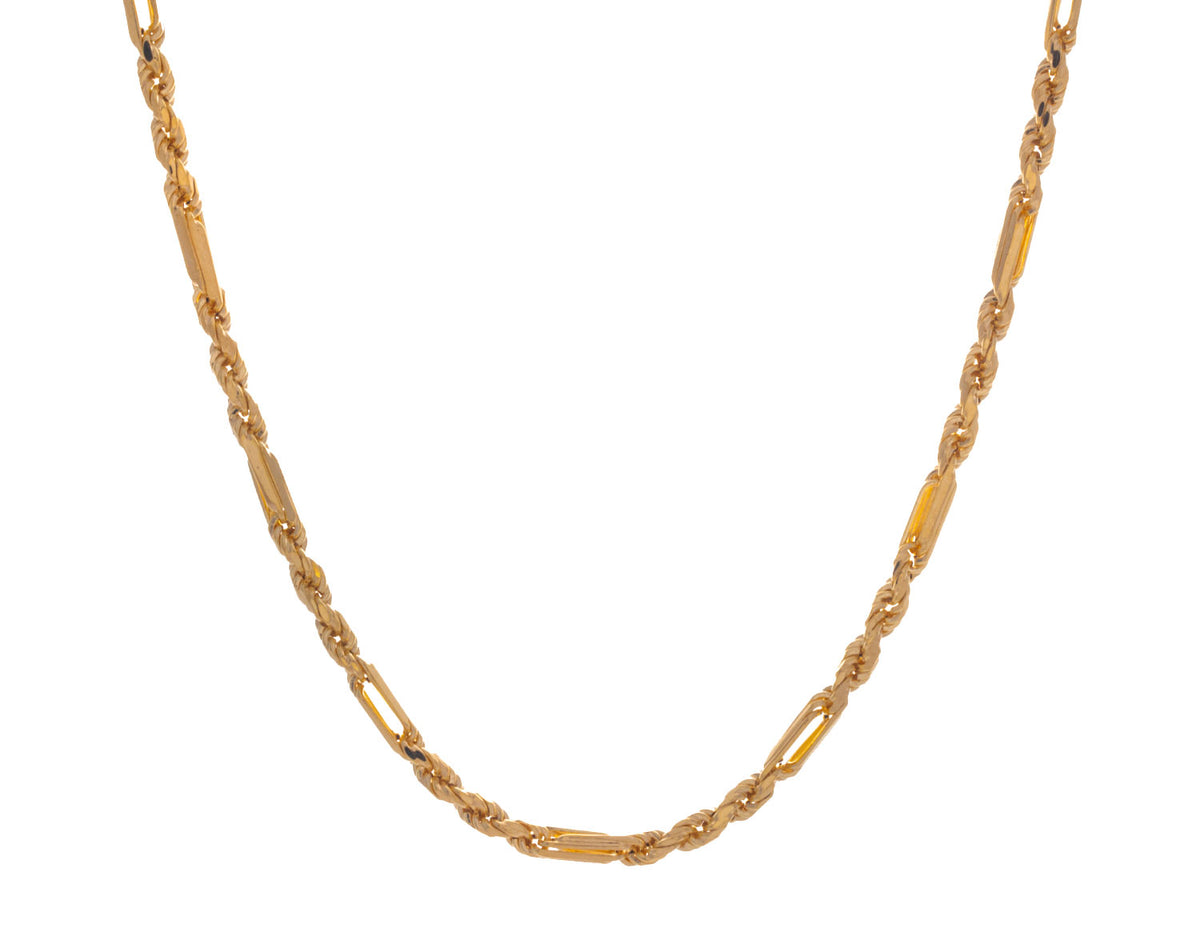 22" Semi-Solid Figarope Chain in 14K Yellow Gold