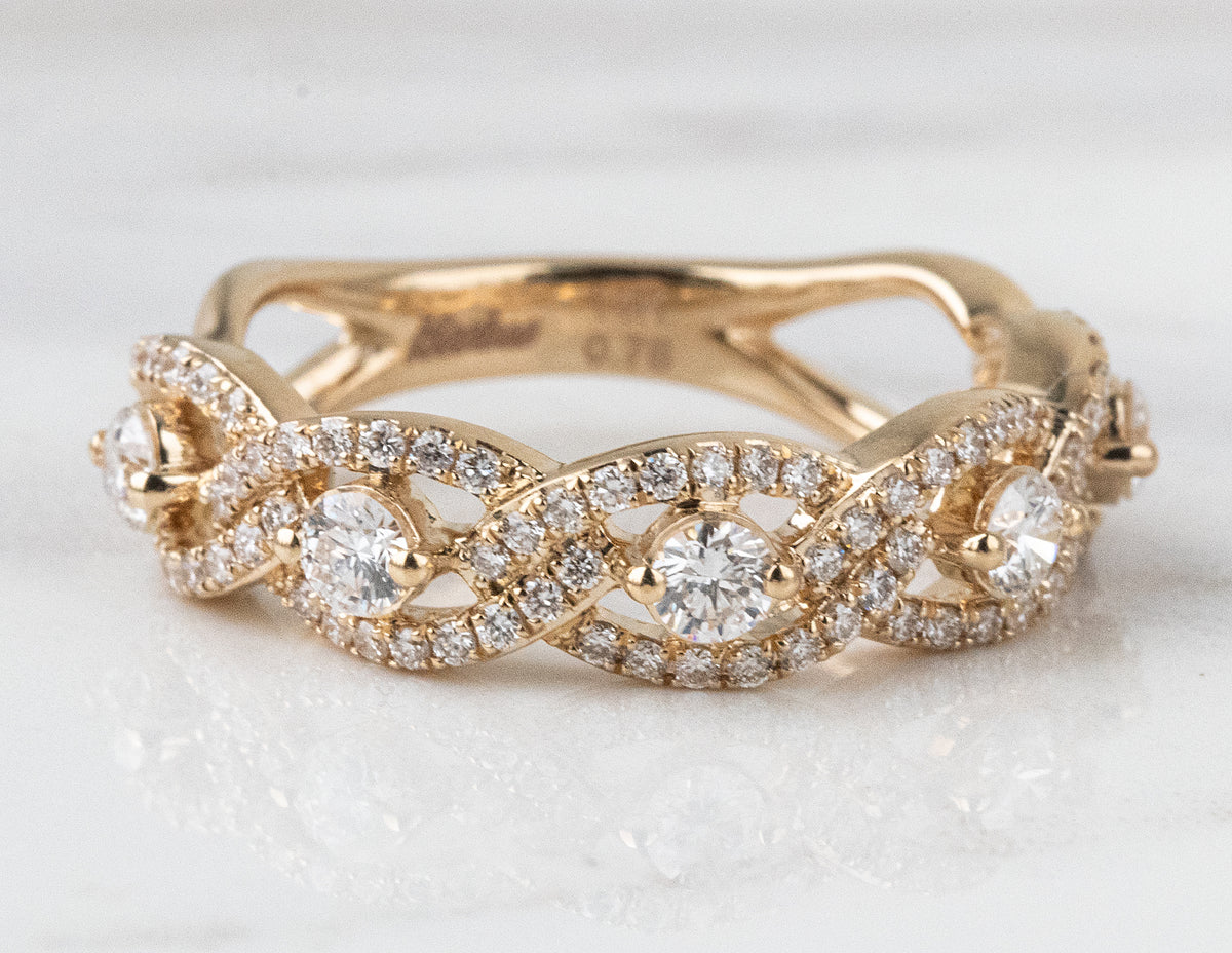 3/4ct. t.w. Diamond Braided Fashion Ring in 14K Yellow Gold