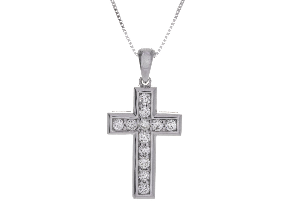 3/4ct. t.w. Diamond Cross Pendant in 14K White Gold