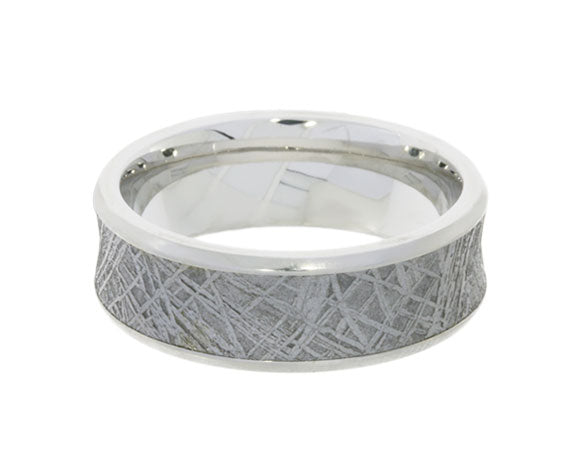 7mm Men's Wedding Band in Cobalt Chrome and Meteorite