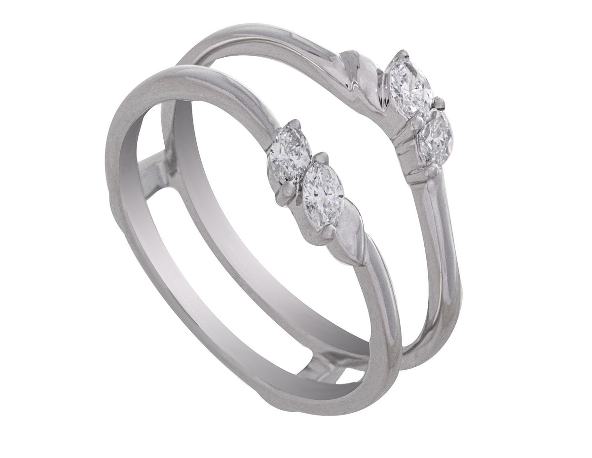 1/5ct. t.w. Marquise Cut Diamond Wedding Guard Ring in 14K White Gold