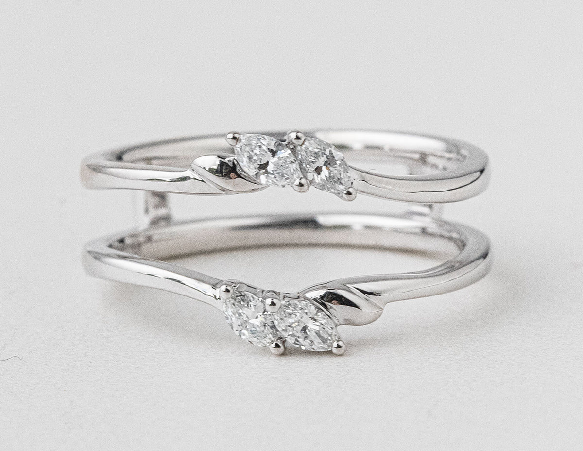 1/5ct. t.w. Marquise Cut Diamond Wedding Guard Ring in 14K White Gold