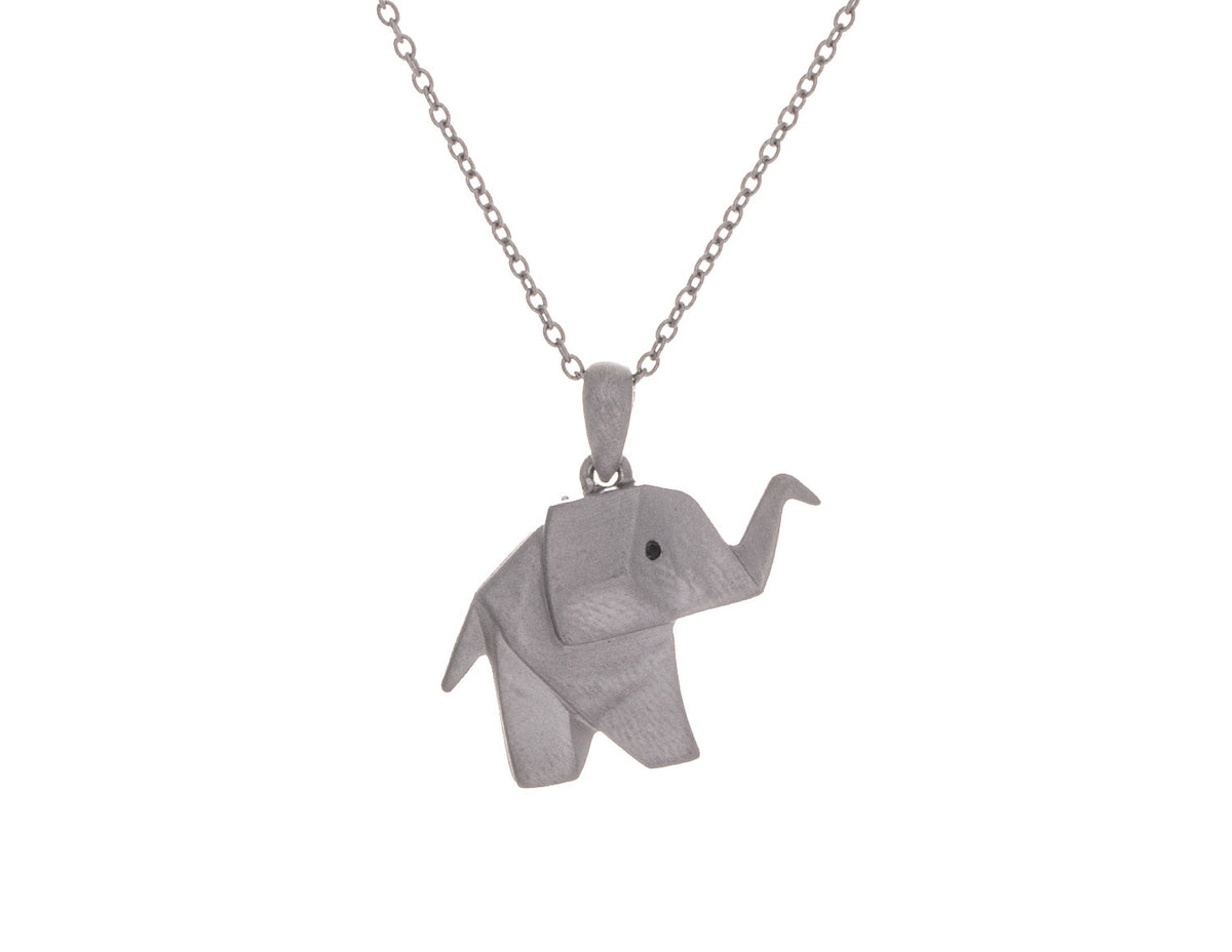 .01ct. t.w. Black Diamond Origami Elephant Pendant in Sterling Silver