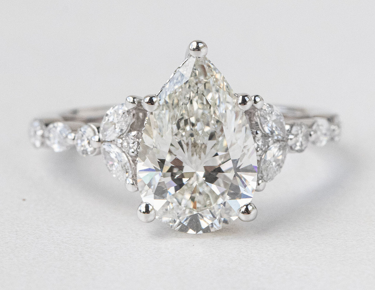 3 1/2ct. t.w. Pear Cut Newborn Lab Created Diamond Engagement Ring in 14K White Gold