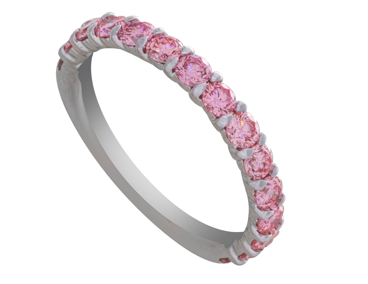 1ct. t.w. Pink Newborn Lab-Created Diamond Anniversary Ring in 14K White Gold