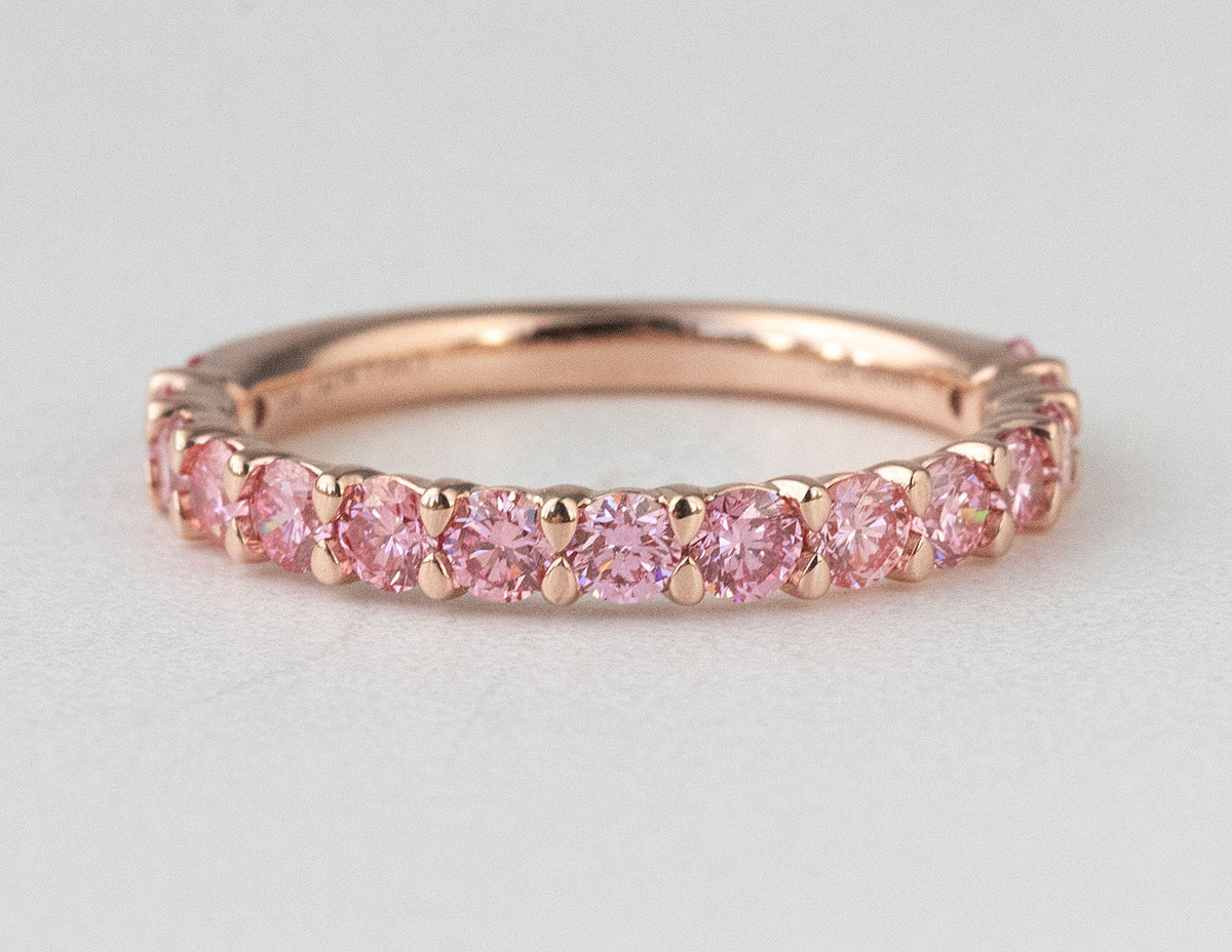 1ct. t.w. Pink Newborn Lab-Created Diamond Anniversary Ring in 14K Rose Gold