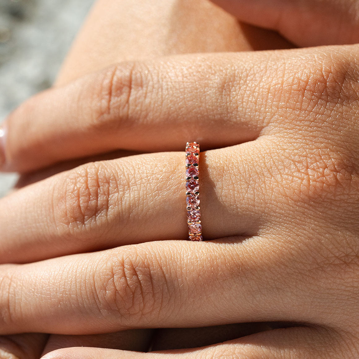 1ct. t.w. Pink Newborn Lab-Created Diamond Anniversary Ring in 14K Rose Gold